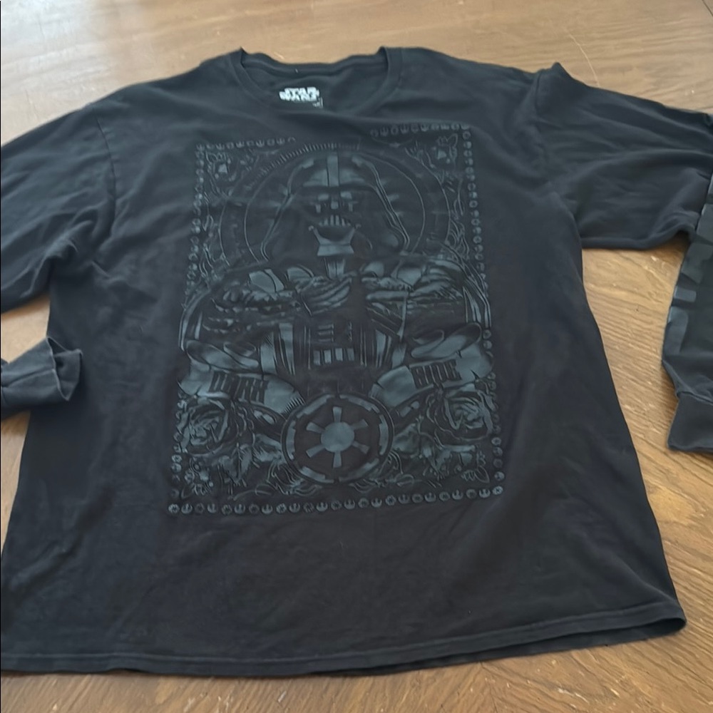 Star Wars Darth Vader Black on Black Long Sleeve Tee Dark Side Tarot Design L